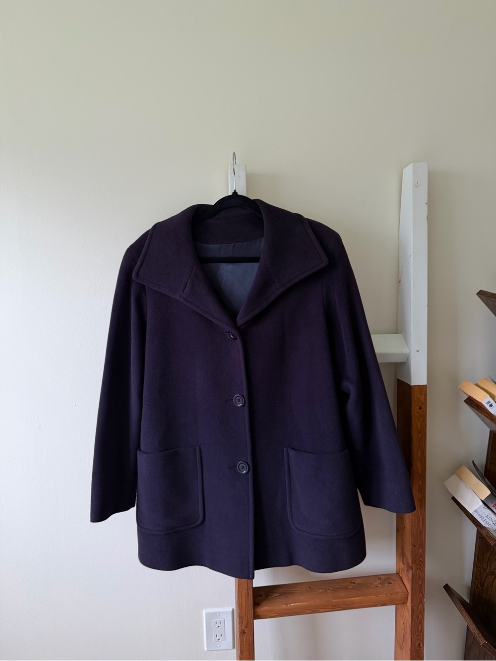 Women's Dark Plum Wool Pea Coat